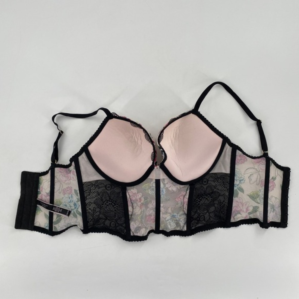 Victorias Secret Very Sexy Floral Lace Push-Up Bustier Top Corset 34C Multicolor - Picture 7 of 9